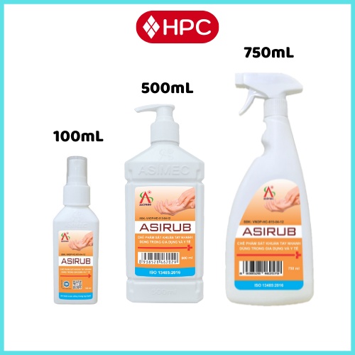 Nước Rửa Tay Khô Xịt Khử Khuẩn ASIRUB Dạng Xịt Ấn 100ml 500ml 750ml Dung