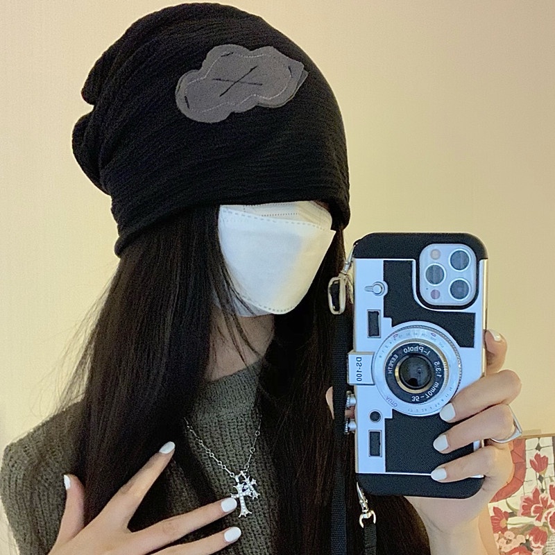 Mũ Trùm Đầu Che Phủ Mặt Dáng Rộng Màu Trơn Phong Cách Hàn Quốc Dành Cho Nữ