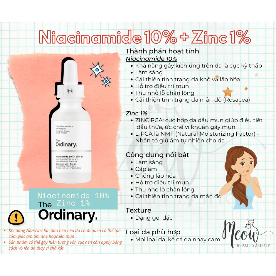 The Ordinary - Tinh Chất The Ordinary Niacinamide 10% + Zinc 1% Serum (30ml-60ml)