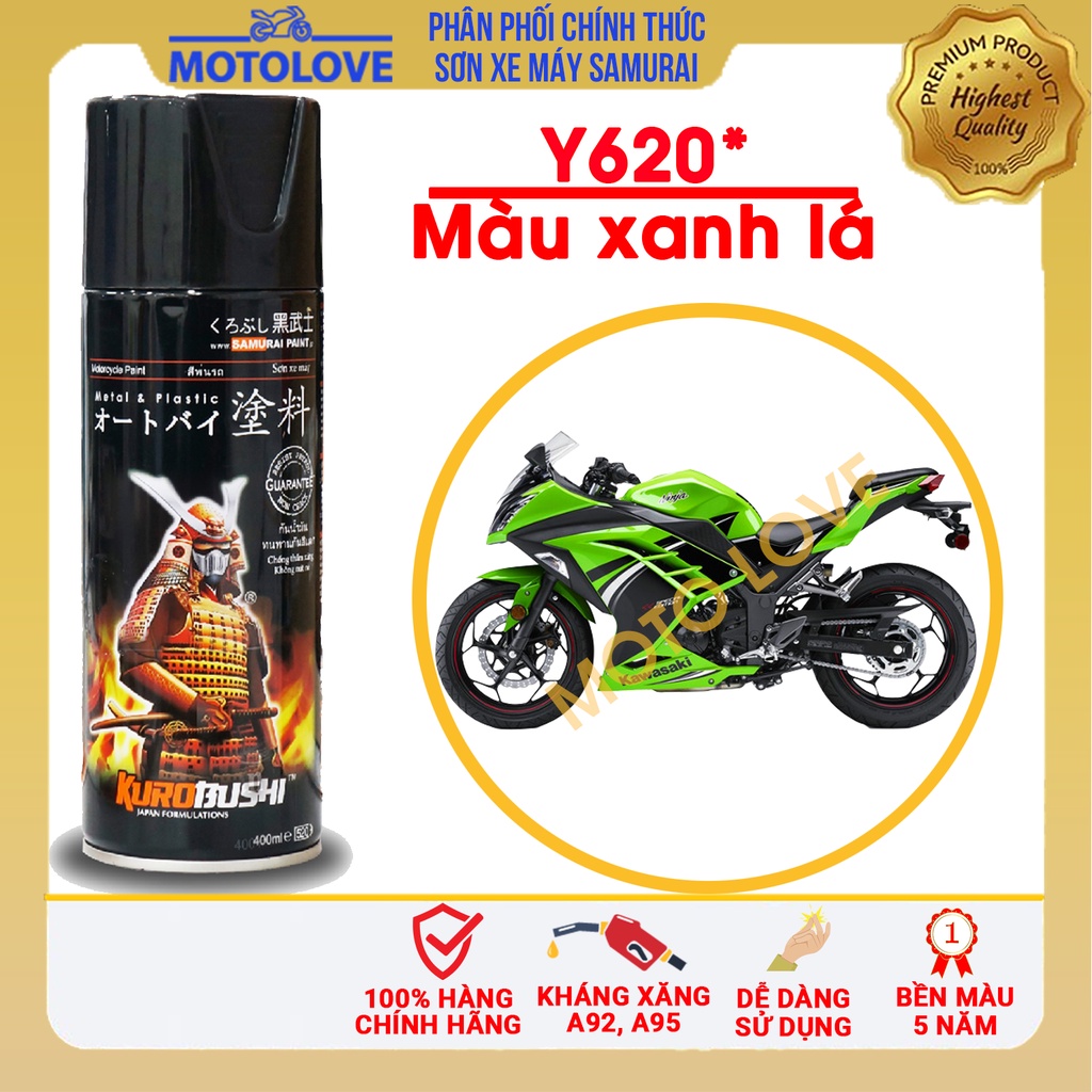 Combo sơn samurai màu xanh lá Y620 loại 2K chuẩn quy trình độ bền 5 năm gồm 2K04 - 102- Y9094 -2k01 nhập khẩu Malaysia.