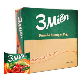 Mì 3 miền tôm chua cay thùng 30 gói x 65g