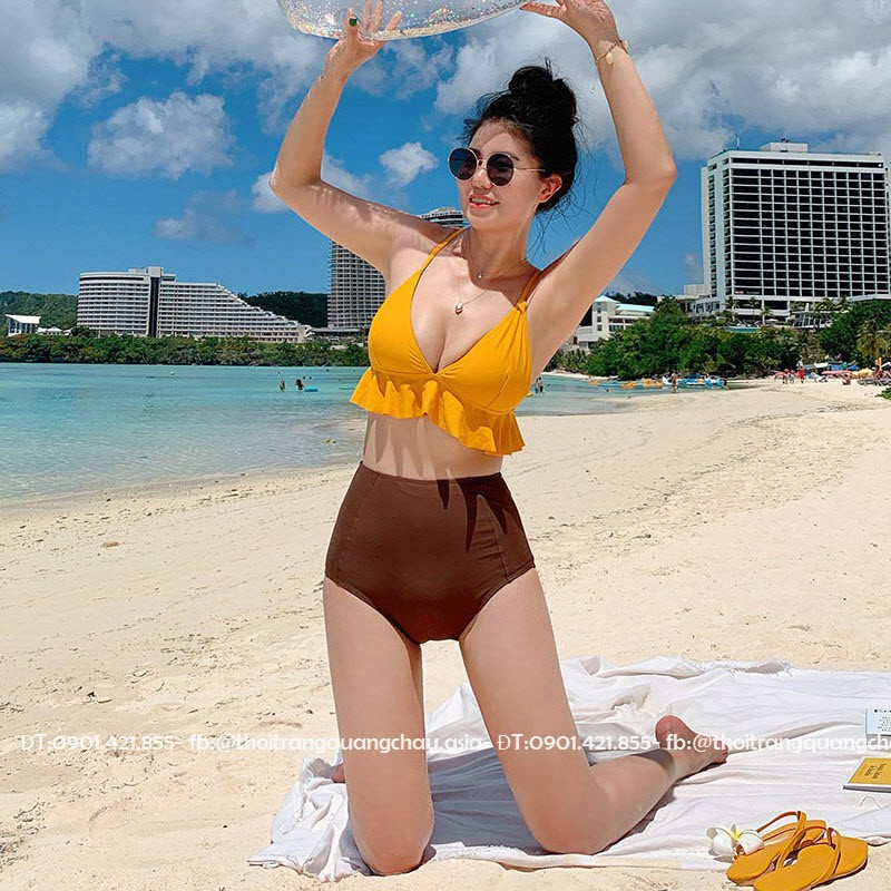 (Hàng Nhập-Thun Dày) Bikini 2 mảnh, quần cạp cao Style Hàn quốc #HTL9910