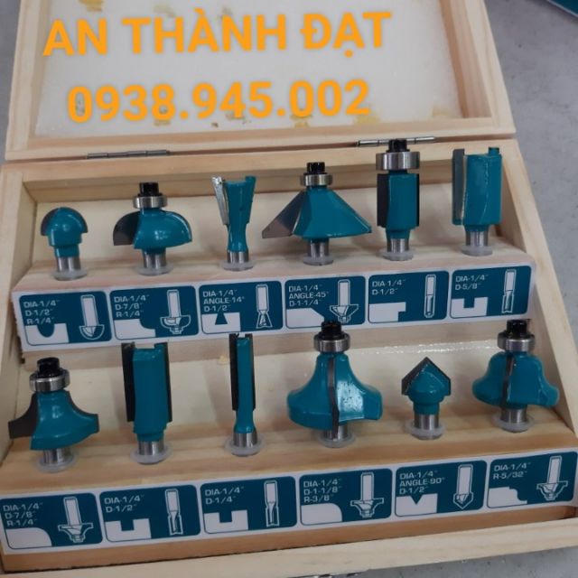BỘ 12 MŨI PHAY CỐT 6.3MM TOTAL TACSR0104121