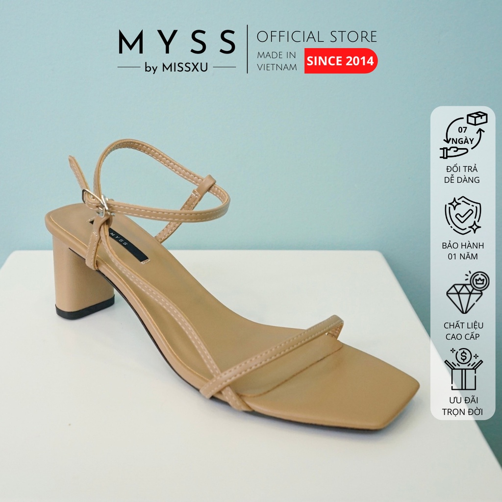 Giày sandal nữ 5cm dây ngang phối dọc dài thời trang MYSS - SD128