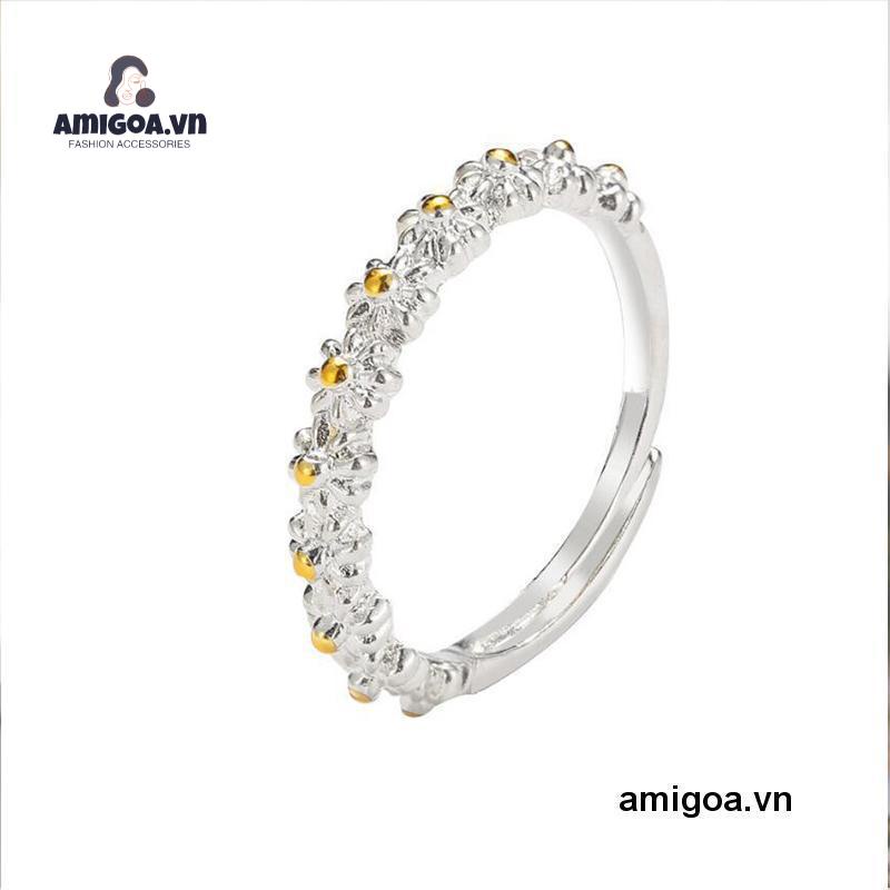 ✨✨Nhẫn Đeo Tay Họa Tiết Tranh Sơn Dầu Hình Hoa Cúc Dễ Thương Bắt Mắt