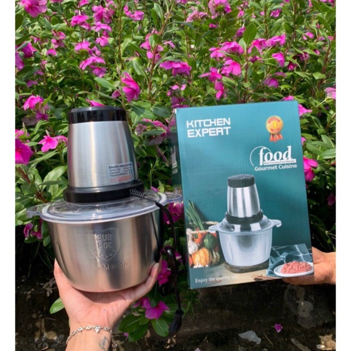 Máy xay đa năng Kitchen Expert Hàng Tốt,xay thực phẩm các loại , cối inox 2L 4 lưỡi dao có bọc