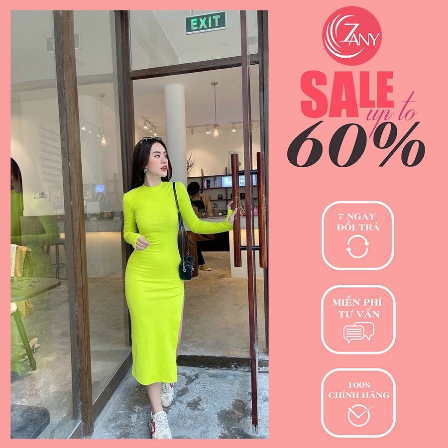 Đầm Maxi Ôm Body Tay Dài ZANY Chất Thun Len Thoải Mái Ôm Sát Làm Nổi Bật Đường Cong Quyến Rũ