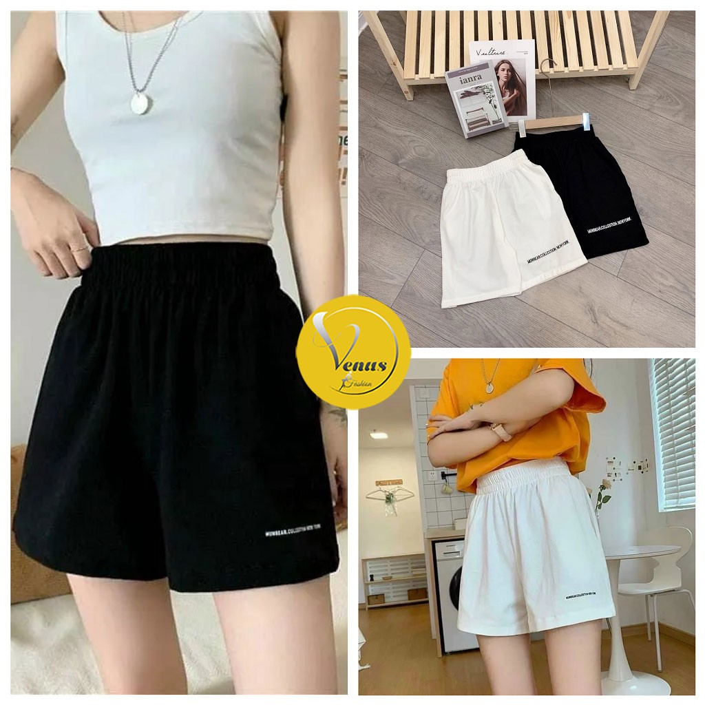 Quần short sporty thêu chữ cạp chạy kansai, quần đùi thể thao, 2 màu Đen, Trắng, from to hàng đẹp - VENUS