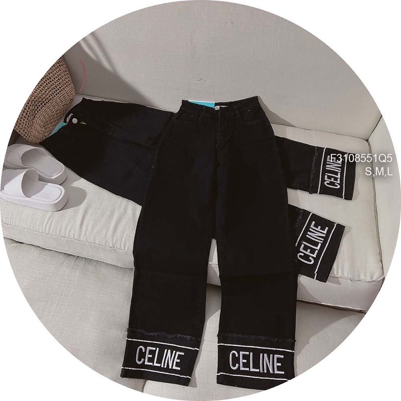 Quần jean dài lai lật cao đính tem và thêu Chữ các kiểu TT0408