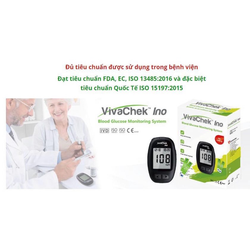 ✅ [TRỌN BỘ] Máy Đo Đường Huyết- VivaChek Ino (Kèm 50 Que + 50 Kim + 50 Cồn), (Viva Check) (VivaCheck) -VT0599