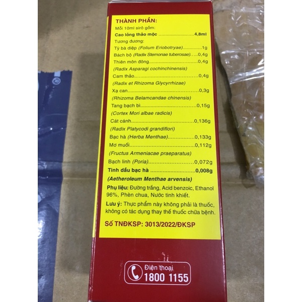Siro bổ phế chỉ khái lộ nam hà