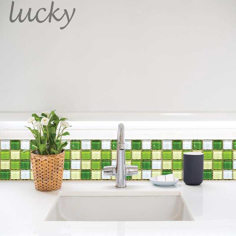 Bộ 18 miếng dán tường PVC họa tiết gạch mosaic chống thấm nước 10x10cm cho nhà bếp