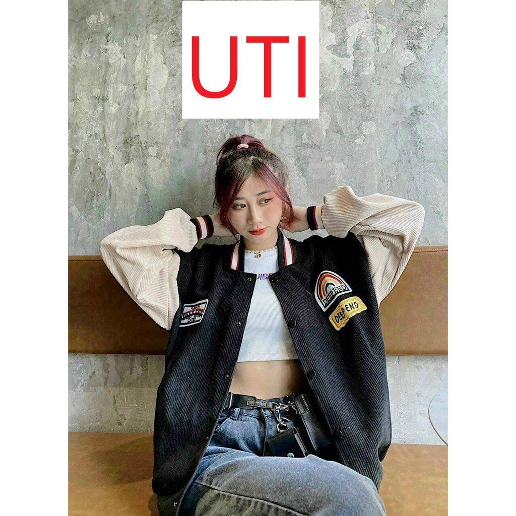 ÁO KHOÁC NHUNG NAM NỮ UNISEX KIỂU BOOMBER THÊU LOGO DEEP VIỀN TAY ĐỦ MÀU HỒNG, ĐEN, XANH CAO CẤP UTI ĐỦ SIZE | BigBuy360 - bigbuy360.vn