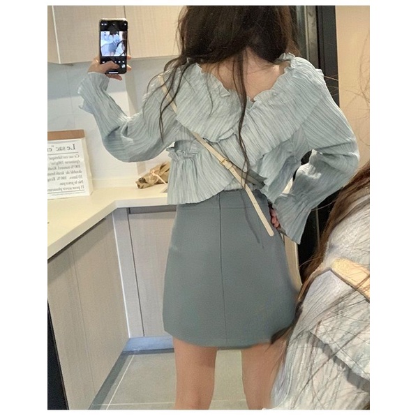 Áo Sơ Mi Nữ Tay Dài Họa Tiết Caro Phong Cách Hàn Quốc