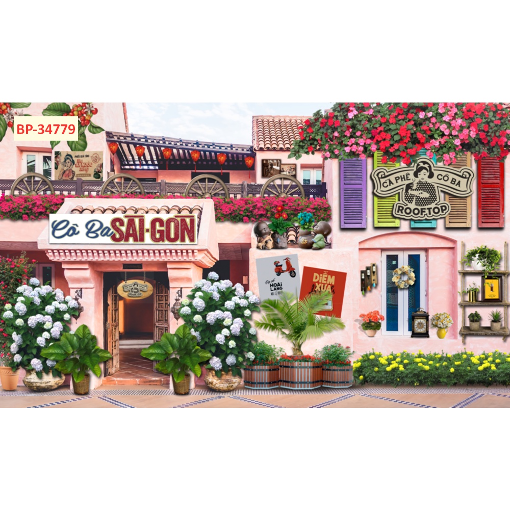 Tranh dán tường 3dcho quán cafe,nhà hàng