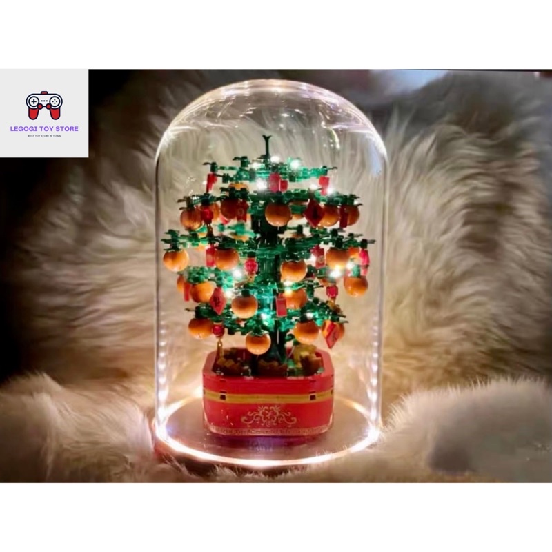 Đồ chơi lắp ráp Legogi HỘP NHẠC CÂY QUẤT  mô hình trưng bày trang trí phòng bàn làm việc Tết Năm mới