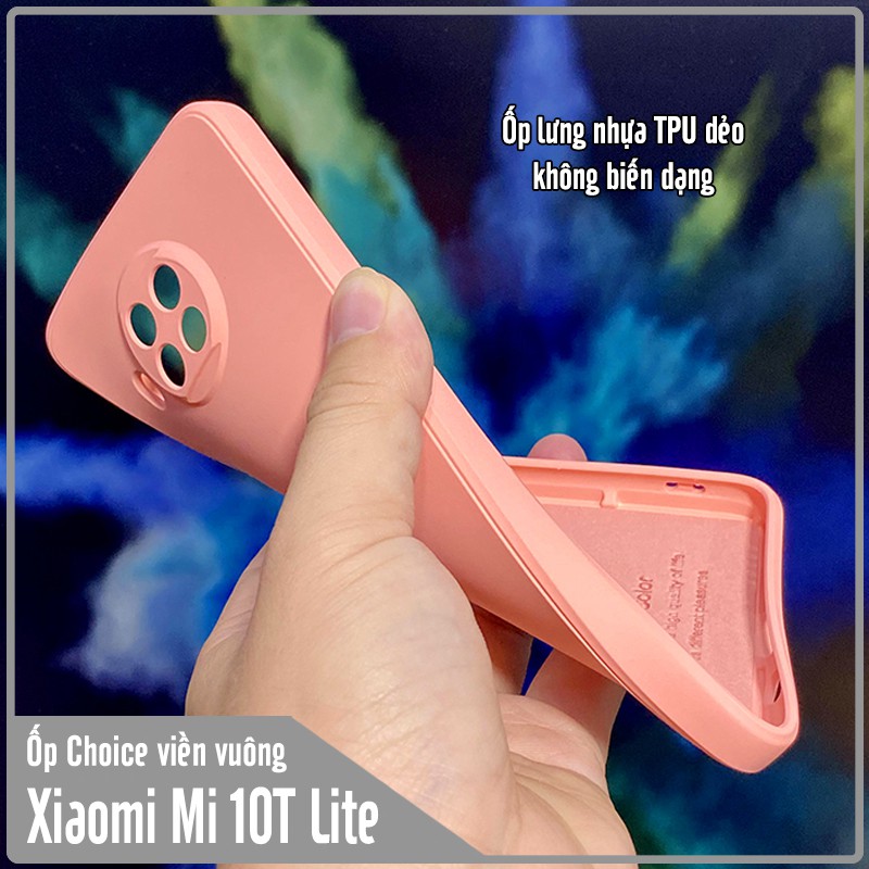 Ốp lưng cho Xiaomi Mi 10T Lite - Redmi Note 9 Pro 5G Choice viền vuông dẻo lót nhung che camera