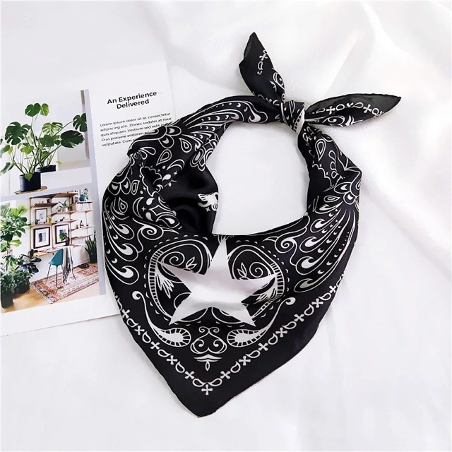 Khăn turban bandana lụa vuông size 60x60cm phong cách streetstyle