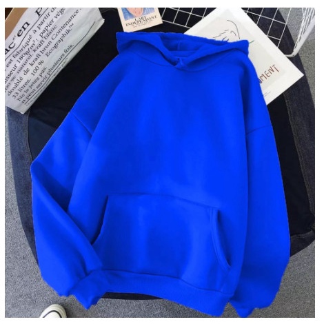 Áo Hoodie Nỉ Trơn Màu Xanh Coban Nam Nữ Unisex, Form Rộng Chất Nỉ Bông Cao Cấp .
