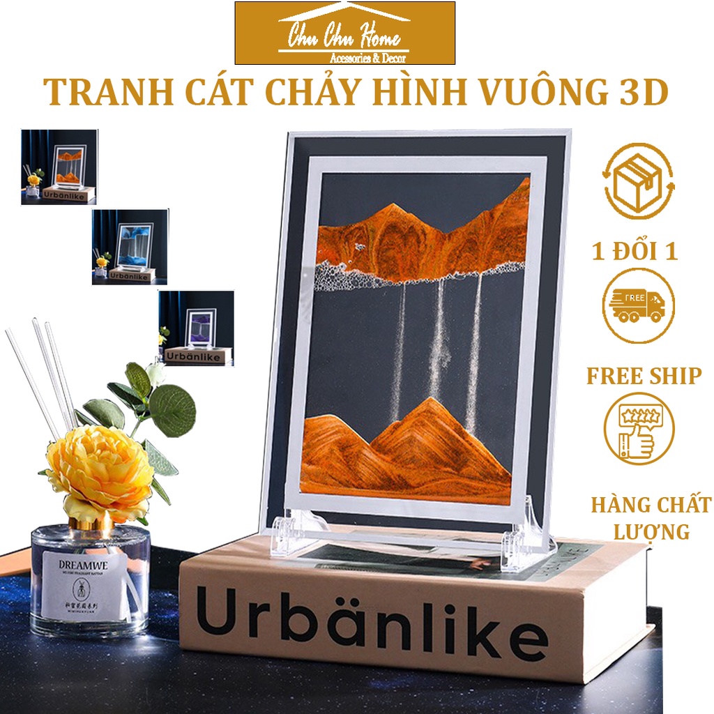 Tranh cát chảy hình vuông 3d chuyển động nghệ thuật