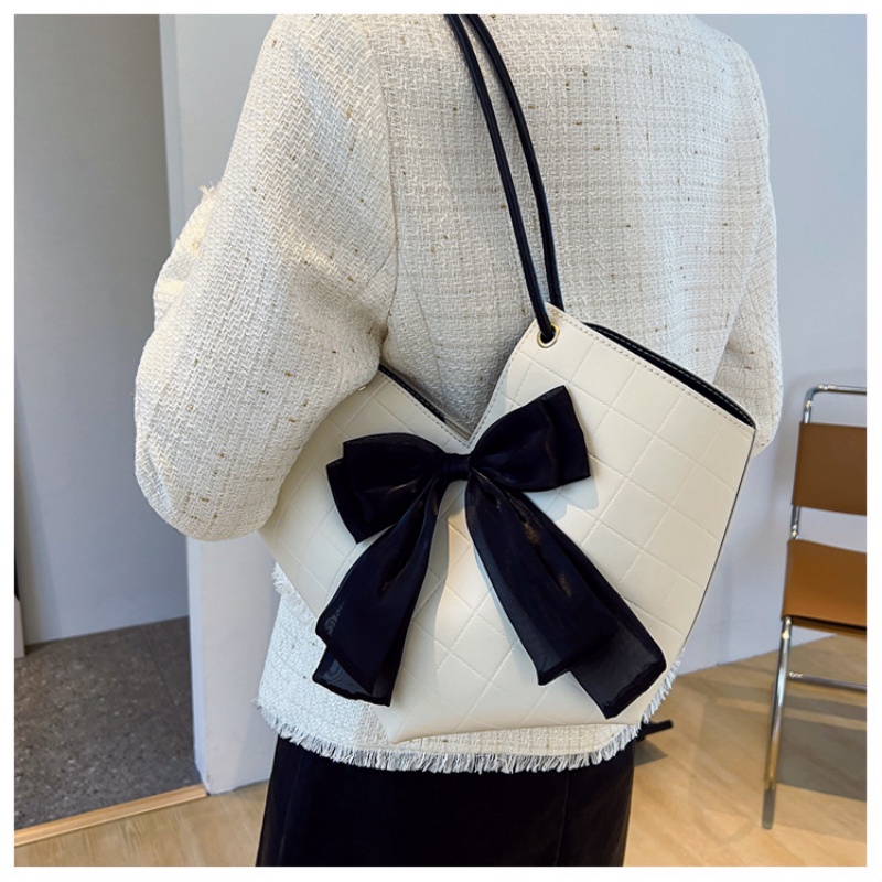 Túi tote Cầm Tay Đính Nơ Họa Tiết Kẻ Sọc Kim Cương Sức Chứa Lớn Mẫu 2022 Thời Trang Mùa Thu Mới Gylb1892