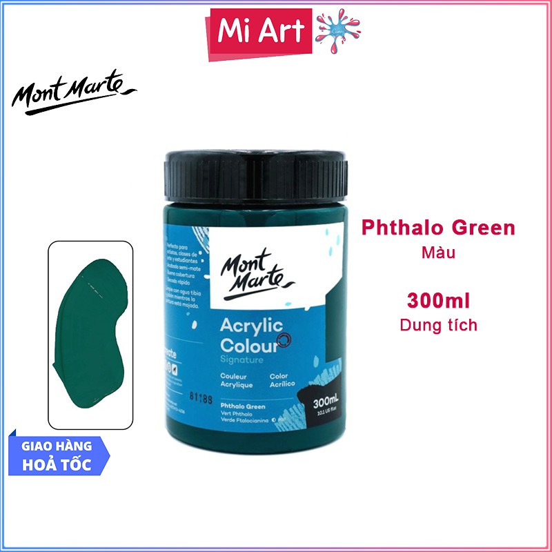 Màu Acrylic Mont Marte 300ml - Phthalo Green - Acrylic Colour Paint Signature 300ml (10.1oz) - MSCH3024