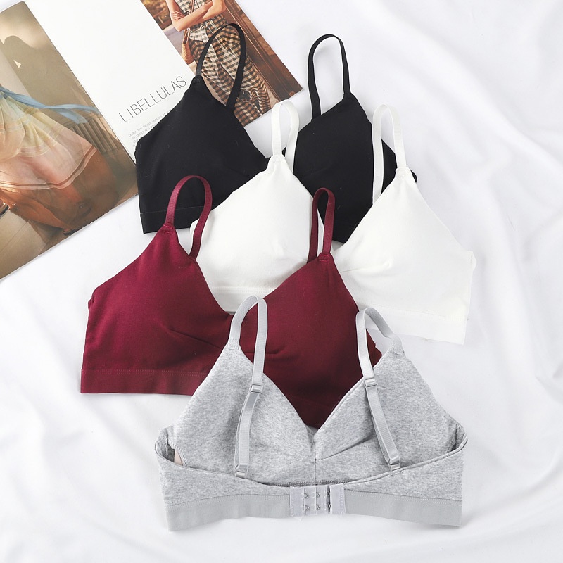 Áo Bralette cotton mịn mút mỏng tháo được có móc cài sau mặc mát BRA11_NuciFera