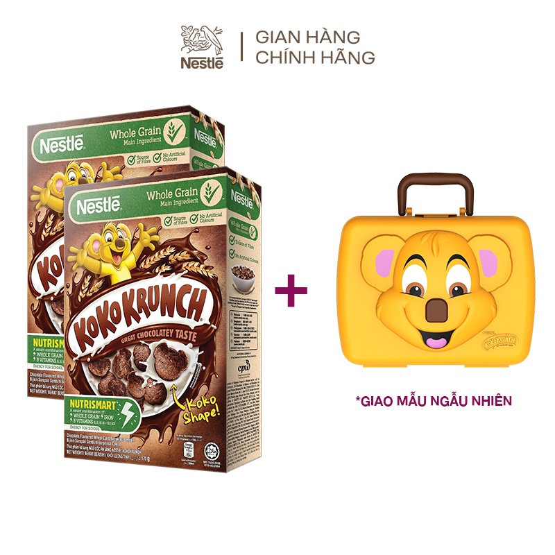 [Tặng 1 hộp đựng đa năng hình gấu] Combo 2 hộp ngũ cốc ăn sáng Koko Krunch Nestle 330g/hộp