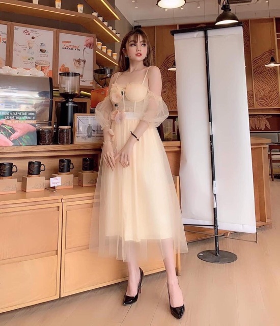 Đầm xoè dự tiệc công chúa trễ vai TRIPBLE T DRESS -size M/L   MS101V