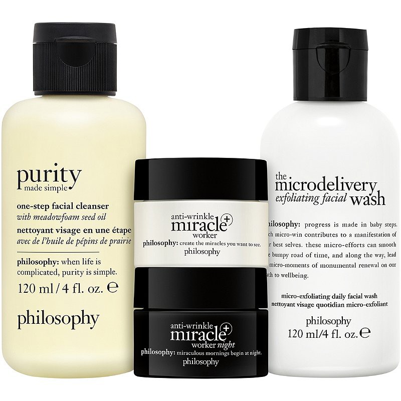 Sửa rửa mặt / Dưỡng ẩm Philosophy The Wrinkle Takeaway ( Purity + Microdelivery + Anti-Wrinkle Miracle Worker + Night )