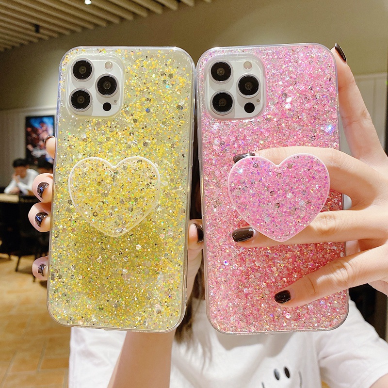 Ốp Điện Thoại Có Giá Đỡ Hình Trái Tim Cho Samsung Galaxy S21 + Note 20 Ultra 10 Lite A11 M11 A71 A51 A70 A50S A30 A20 A7 2018