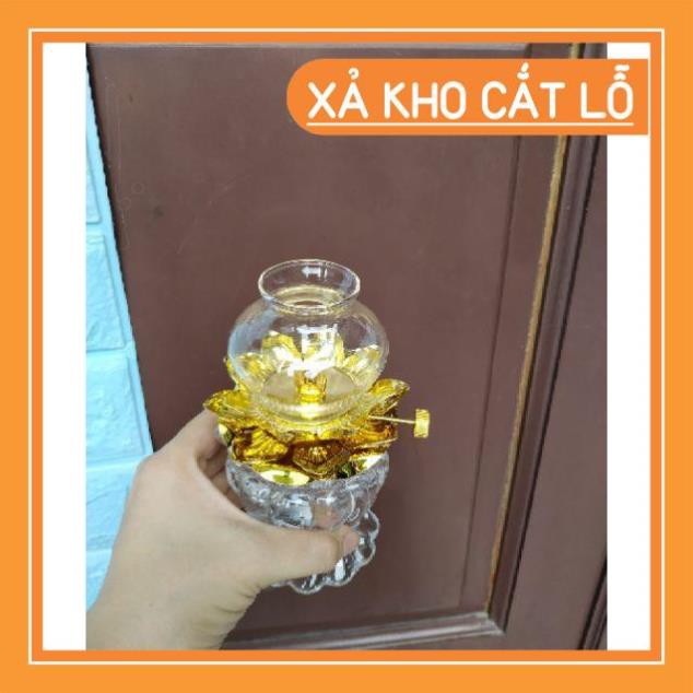 Siêu Sale -  Đèn dầu thờ hoa sen thân xoắn