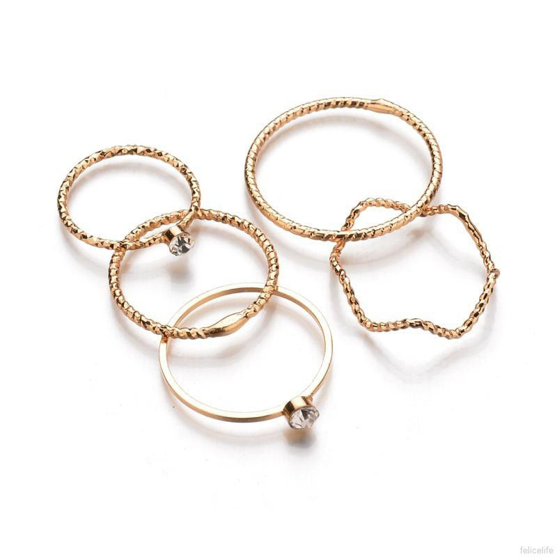 Set 5 nhẫn đeo khớp ngón tay bằng hợp kim cá tính hợp thời trang