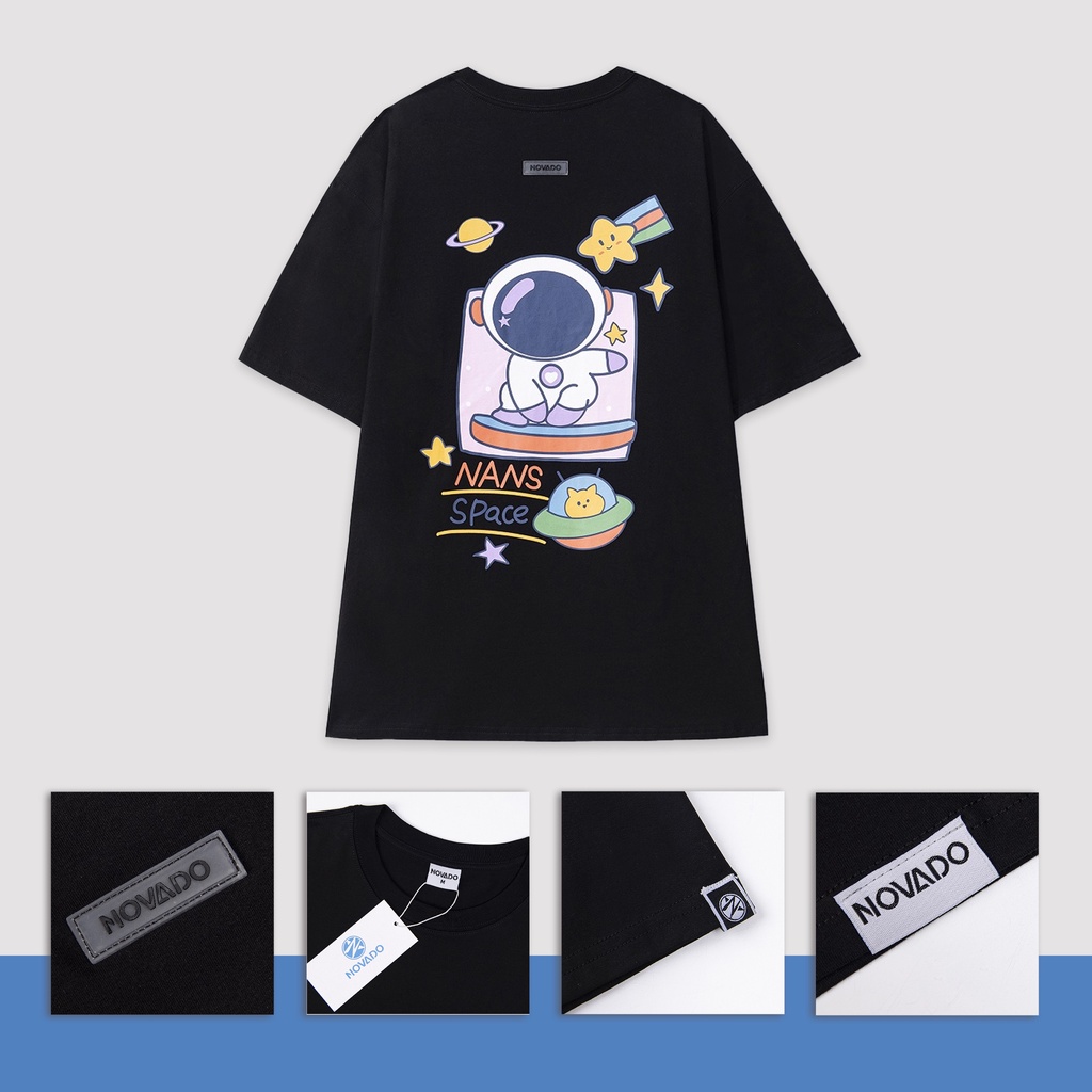 Áo Thun Tay Lỡ Form Rộng Local Brand Novado Fashion Spatial Cotton 4 Chiều Nam / Nữ Dày Dặn Thoáng Mát Đen N6Đ-NP