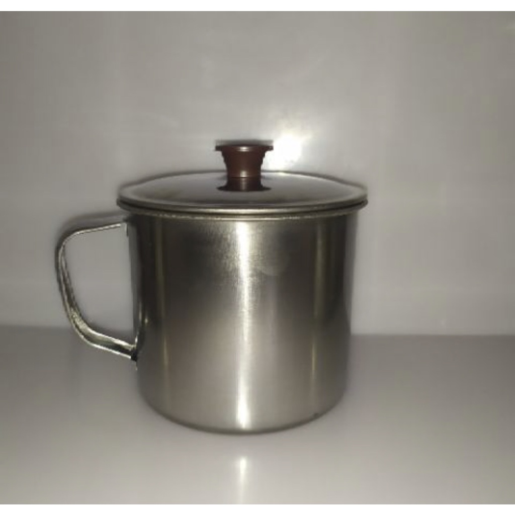 Ca inox quai có nắp 3 size 8-9-10cm Cốc Inox có nắp đậy