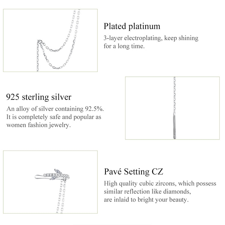 BAMOER 1 Bông Tai bạc 925 DạNg Tua Rua Hai Lớp BSE363