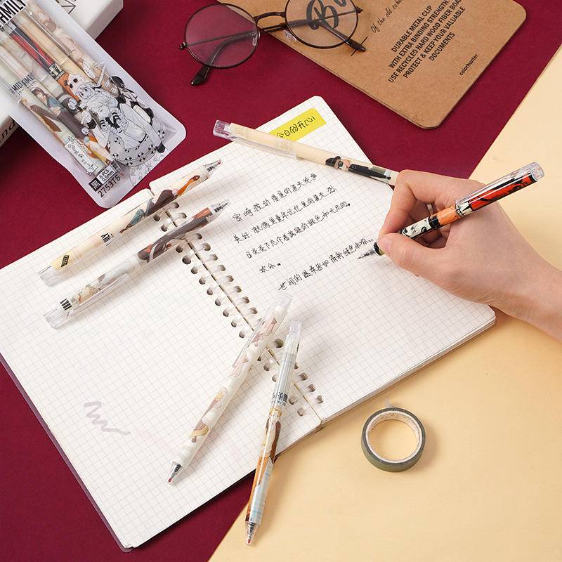 Set 6 Bút Mực Gel Họa Tiết Anime SPYxFAMILY Forger Anya Forger Yor Forger Dễ Thương