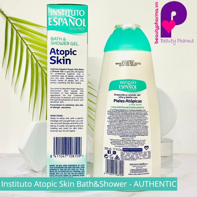 Sữa tắm Gel Instituto Espanol Atopic Skin Bath and Shower Gel_ In.box tư vấn