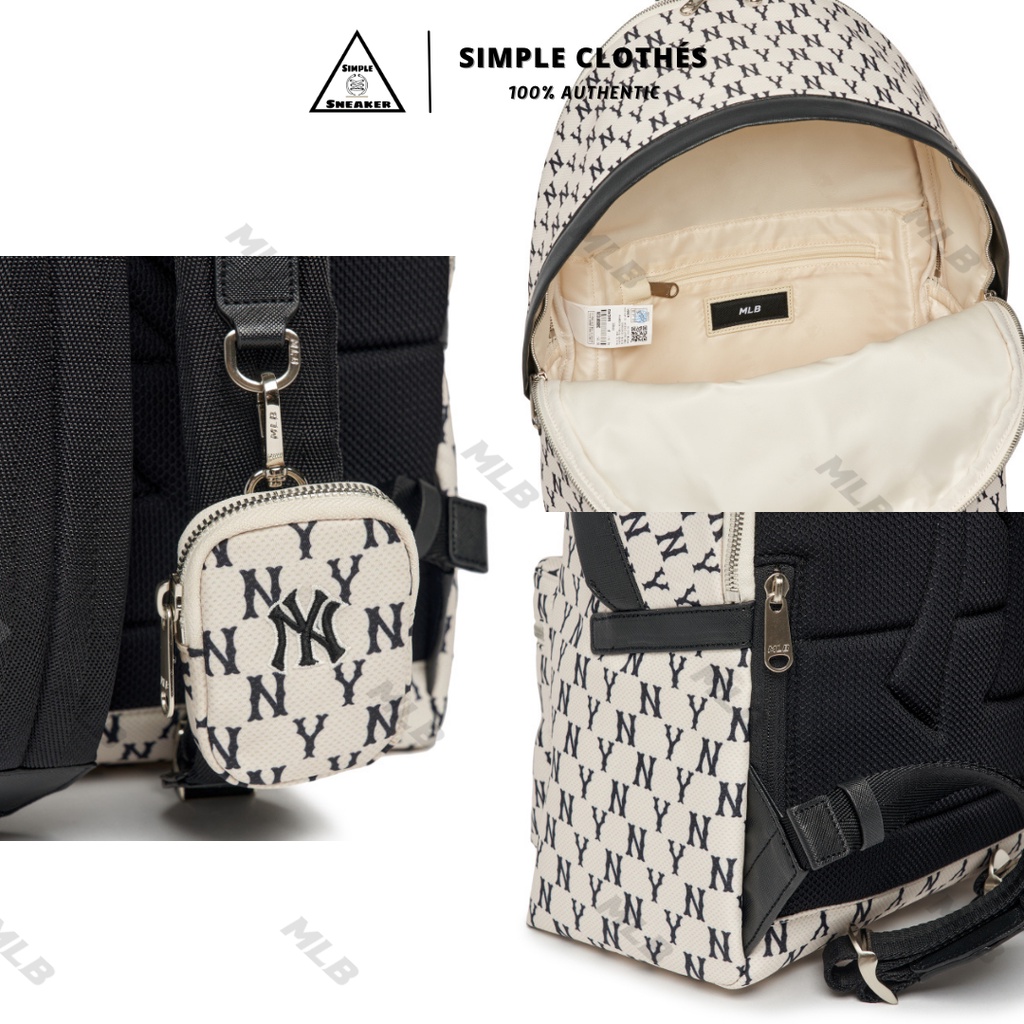BALO MLB MONOGRAM NEW YORK YANKEES🔥CHÍNH HÃNG🔥Ba-lo MLB Classic Backpack Màu White -SIMPLE SNEAKER