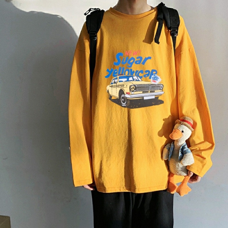 Áo thun dày tay nam nữ, áo phông dài tay shopcossi chất cotton màu vàng