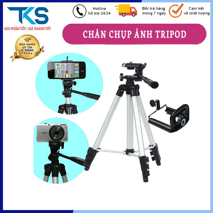 Gậy 3 chân chụp hình máy ảnh, điện thoại Tripod TF - 3110, Tripod chụp ảnh livetream, Chân đế điện thoại quay tiktok