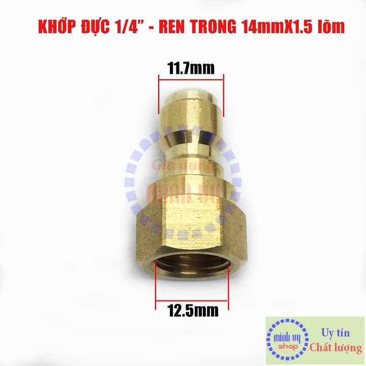 Đầu đực nối nhanh 1/4 inch - ren trong 14mm lõm