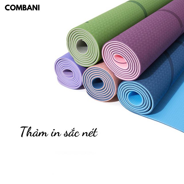 Thảm Yoga Định Tuyến 2 lớp chống trượt cao cấp dày 8-10mm COMBANI mới T08