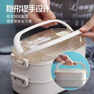 Hộp cơm lúa mạch 2 tầng cao cấp
