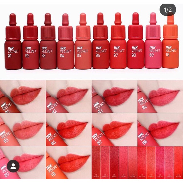 Son peripera peri ink velvet chính hãng hàn quốc mẫu mới 2019