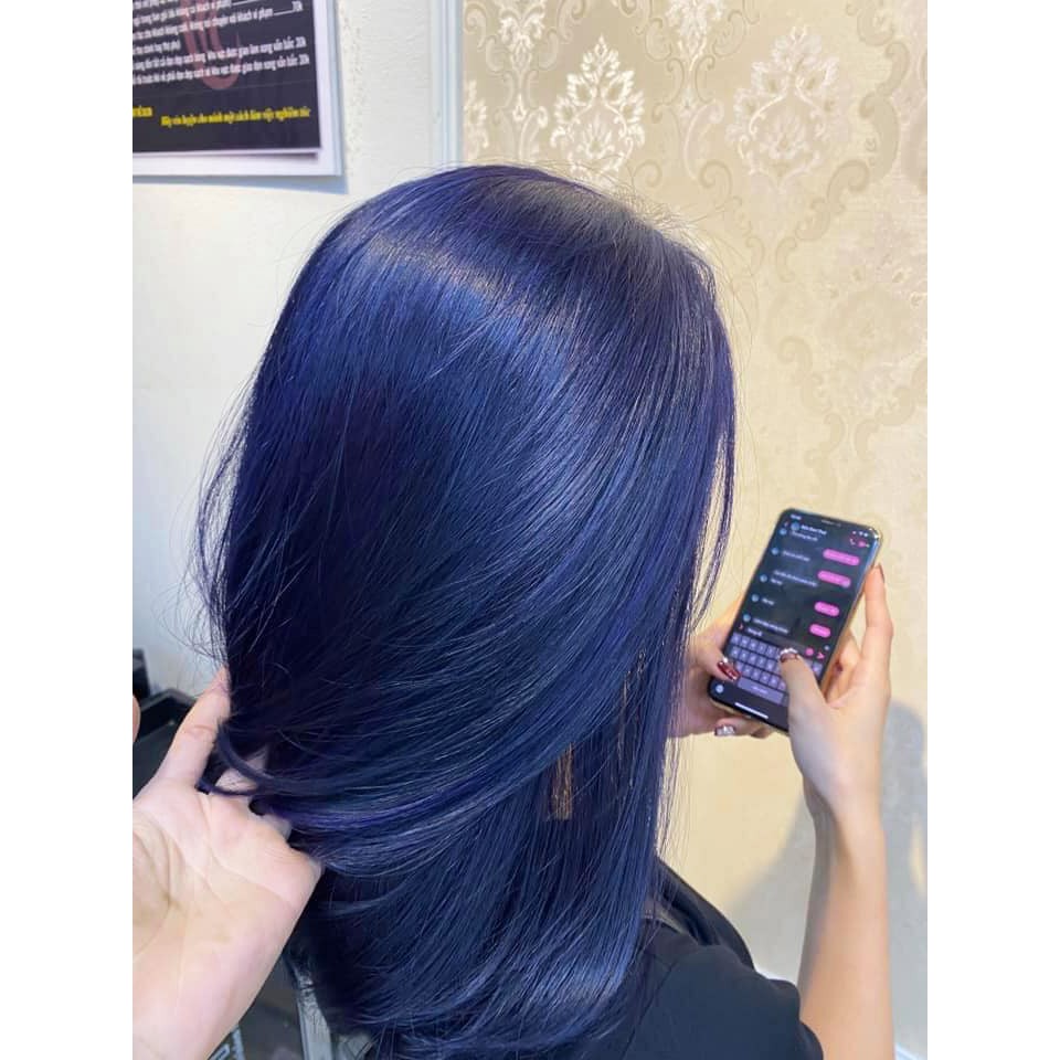 Thuốc Nhuộm Tóc (Nhẹ Mùi) Màu Xanh BLUE - Kèm Oxy trợ nhuộm và dụng cụ nhuộm - Thoitrangtocnhuom | BigBuy360 - bigbuy360.vn