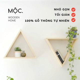 Kệ Gỗ Tam Giác Trang Trí Tường/ Triangle Wood Shelf Decor - Mộc. Home