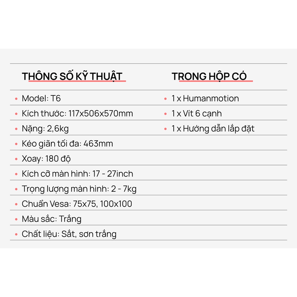 Giá treo màn hình máy tính Human Motion T6 | BigBuy360 - bigbuy360.vn