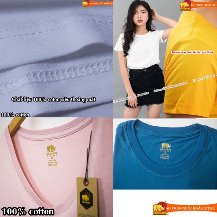 áo thun Nữ cổ tim chính hãng hiệu GOLD RHINO nhiều màu ngắn tay 100% cotton vải mịn thoáng mát kháng khuẩn 2021