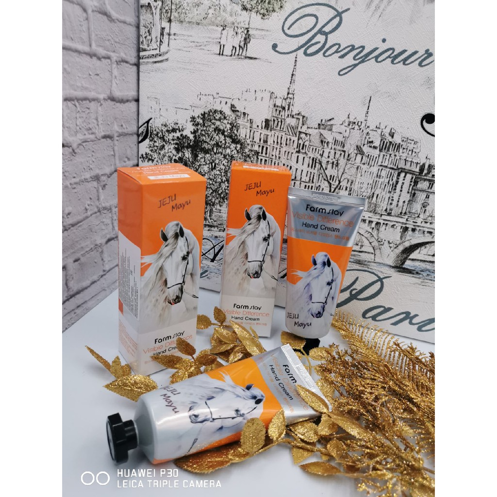 Kem dưỡng ẩm và làm mềm da tay chiết xuất mỡ ngựa Farmstay Visible Difference Hand Cream Jeju Maya 100g | BigBuy360 - bigbuy360.vn